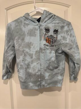 Minecraft Kids' Light Blue Tie-Dye Zip Hoodie